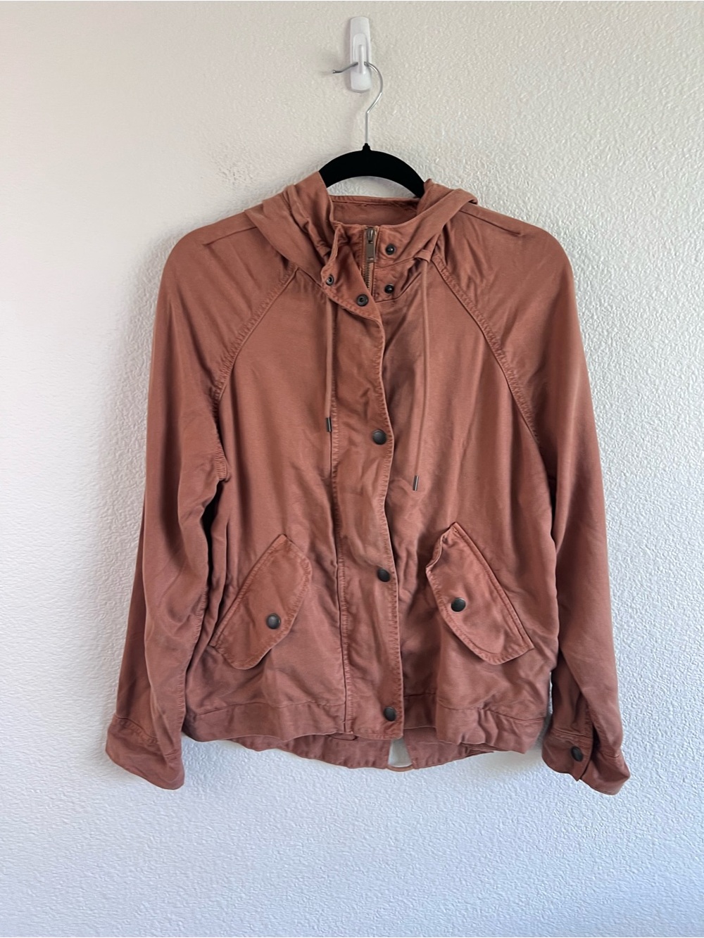 American Eagle Women's Utility Anorak Jacket Rust Lyocell Zip Up Hooded